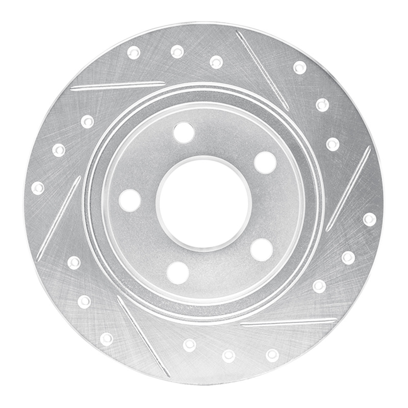 Ford Taurus SHO Brake Rotor (1) - Rear Left - R1 Concepts - Drilled & Slotted - Silver - `93-`05